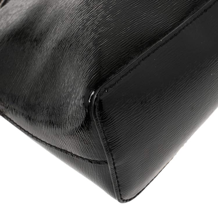 Pre Owned MICHAEL Michael Kors Black Textured Patent Leather Cindy Crossbody Bag