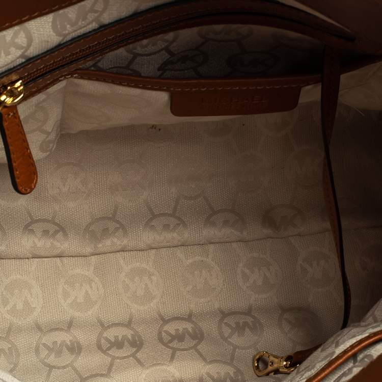 Pre Owned MICHAEL Michael Kors Tri Color Leather and Canvas Large Hamilton Tote
