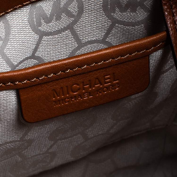 Pre Owned MICHAEL Michael Kors Tri Color Leather and Canvas Large Hamilton Tote