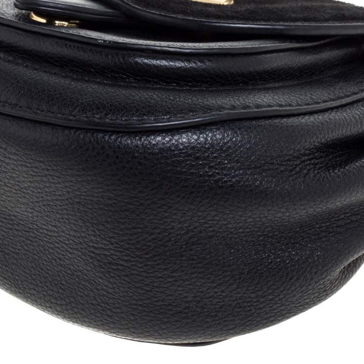 Pre Owned MICHAEL Michael Kors Black Leather and Suede Isadore Shoulder Bag