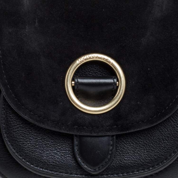 Pre Owned MICHAEL Michael Kors Black Leather and Suede Isadore Shoulder Bag