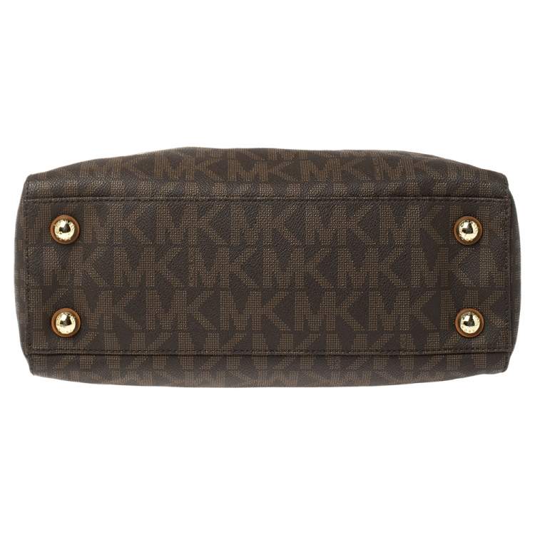 Pre Owned MICHAEL Michael Kors Brown Signature Coated Canvas Medium Cynthia Tote