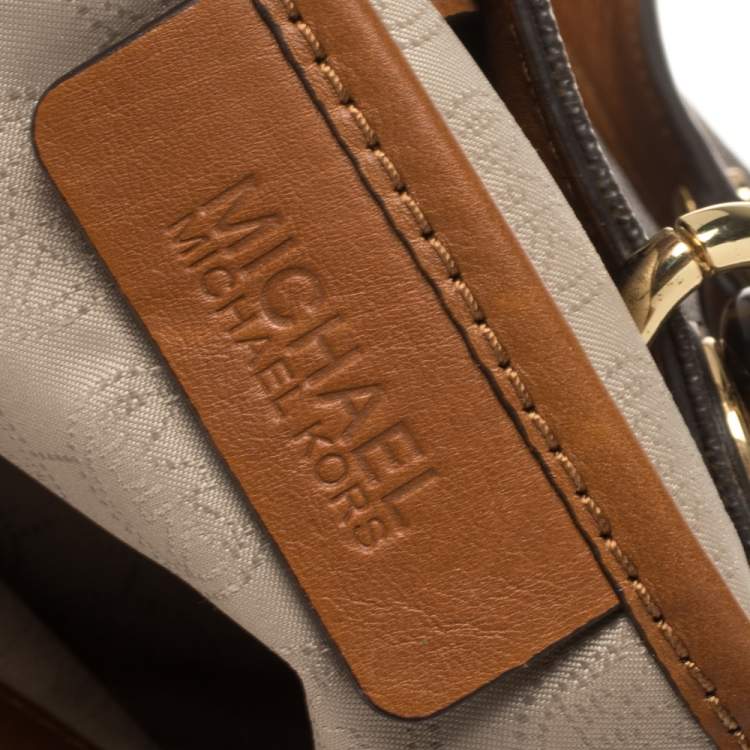 Pre Owned MICHAEL Michael Kors Brown Signature Coated Canvas Medium Cynthia Tote