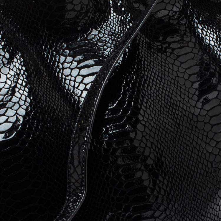 Pre Owned MICHAEL Michael Kors Black Python Effect Patent Leather Chain Shoulder Bag