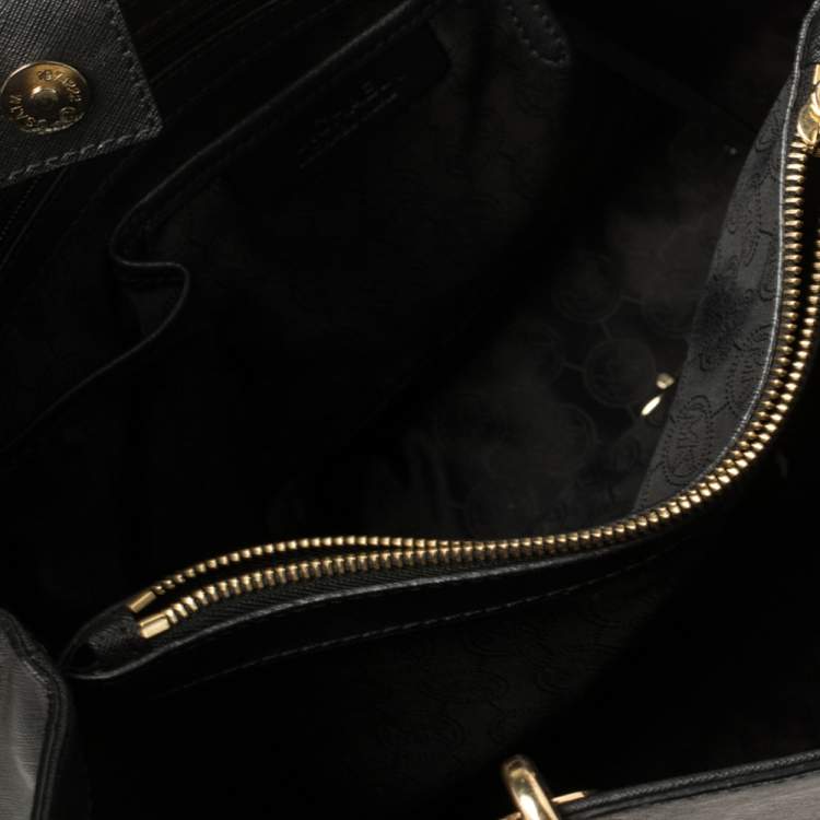 Pre Owned MICHAEL Michael Kors Black Leather Large Cynthia Tote