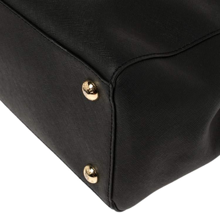 Pre Owned MICHAEL Michael Kors Black Leather Large Cynthia Tote