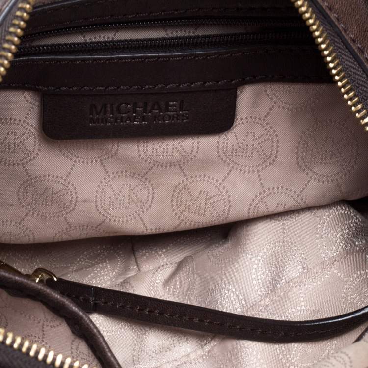 Pre Owned MICHAEL Michael Kors Brown Leather Studded Rhea Crossbody Bag