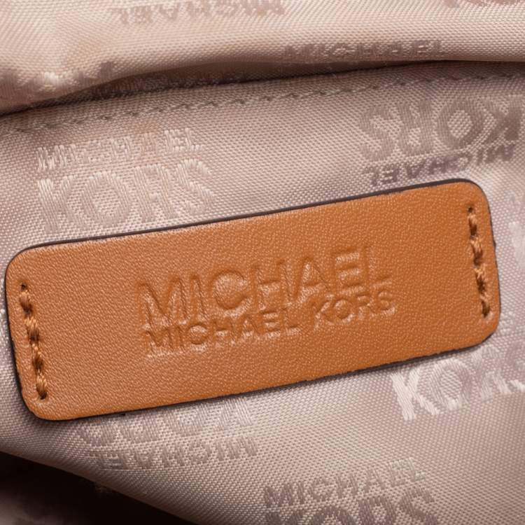 مملوكة مسبقًا MICHAEL Michael Kors Brown Signature Floral Coated Canvas and Leather Small Aria Satchel