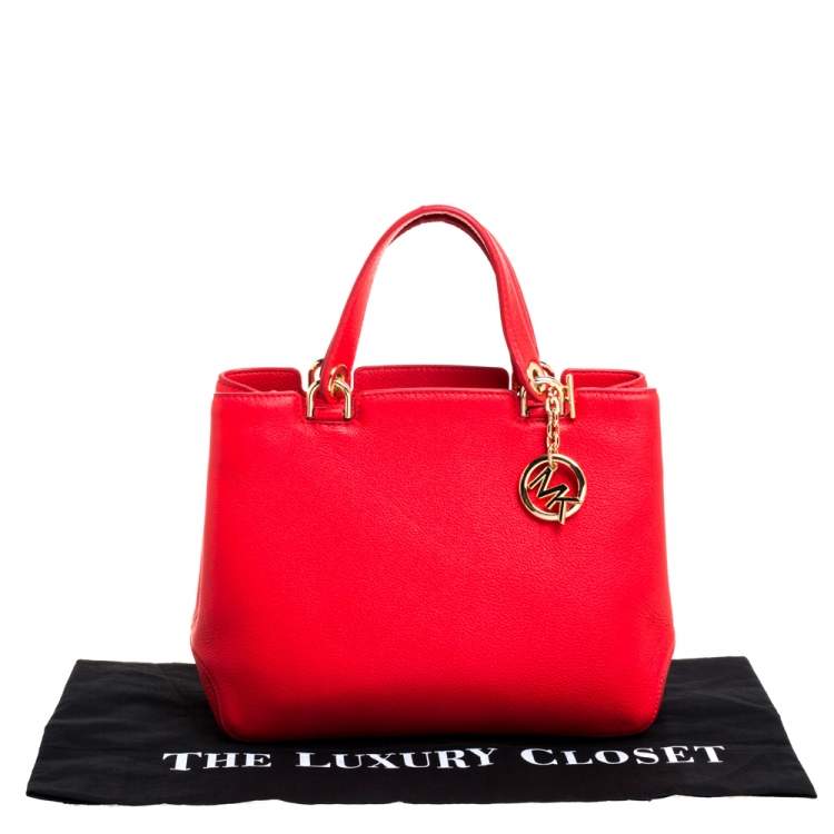 Pre Owned MICHAEL Michael Kors Red Leather Anabelle Tote