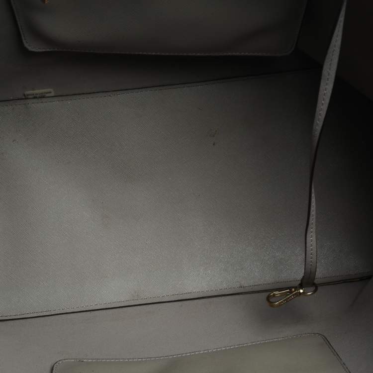 Pre Owned Michael Michael Kors Grey Leather Large Jet Set Travel Tote