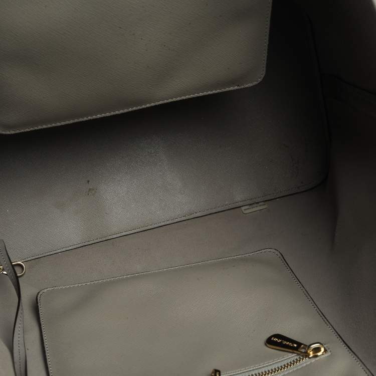 Pre Owned Michael Michael Kors Grey Leather Large Jet Set Travel Tote