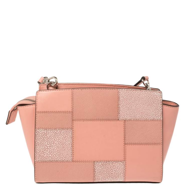 Pre Owned MICHAEL Michael Kors Pink  Patchwork Leather Selma Shoulder Bag
