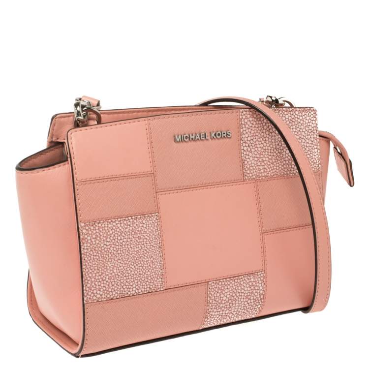 Pre Owned MICHAEL Michael Kors Pink  Patchwork Leather Selma Shoulder Bag