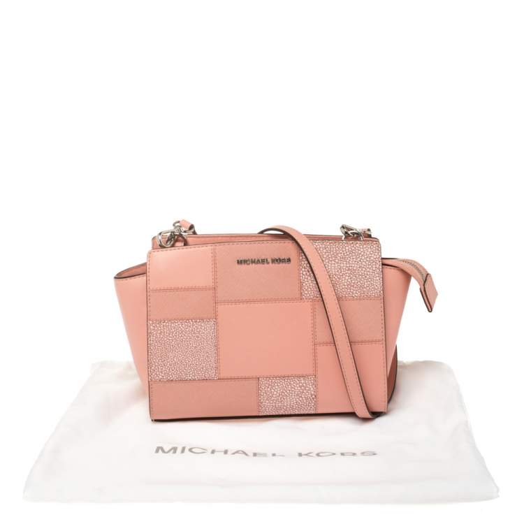 Pre Owned MICHAEL Michael Kors Pink  Patchwork Leather Selma Shoulder Bag