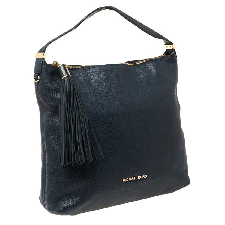 Pre Owned MICHAEL Michael Kors Navy Blue Leather Large Weston Hobo