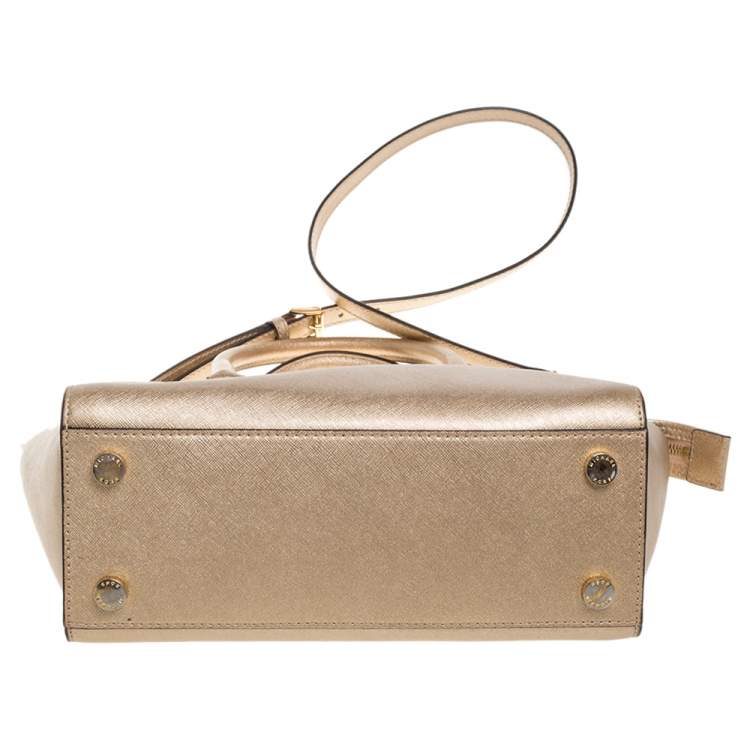 مملوكة مسبقًا MICHAEL Michael Kors Metallic Gold Leather Medium Selma Satchel