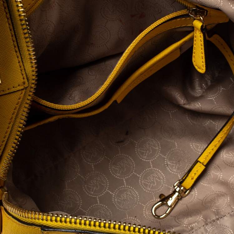Pre Owned MICHAEL Michael Kors Yellow Leather Studded Grayson Satchel