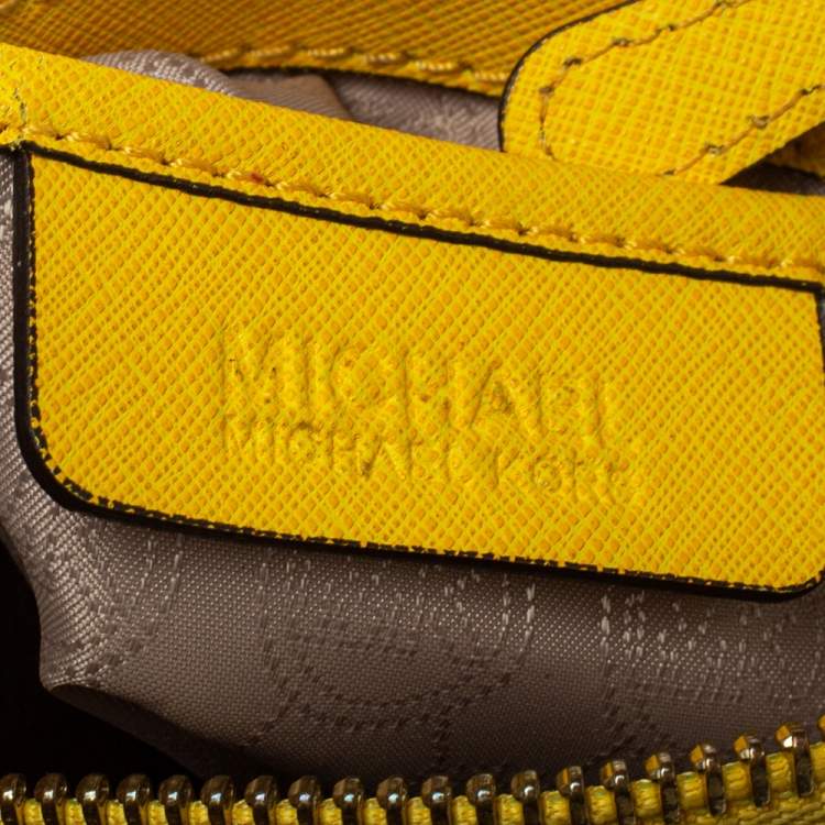 Pre Owned MICHAEL Michael Kors Yellow Leather Studded Grayson Satchel