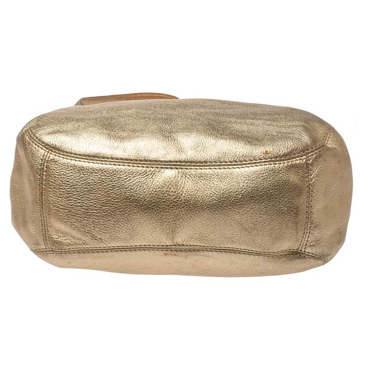 Pre Owned MICHAEL Michael Kors Gold Leather Fulton Hobo