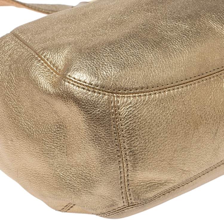 Pre Owned MICHAEL Michael Kors Gold Leather Fulton Hobo