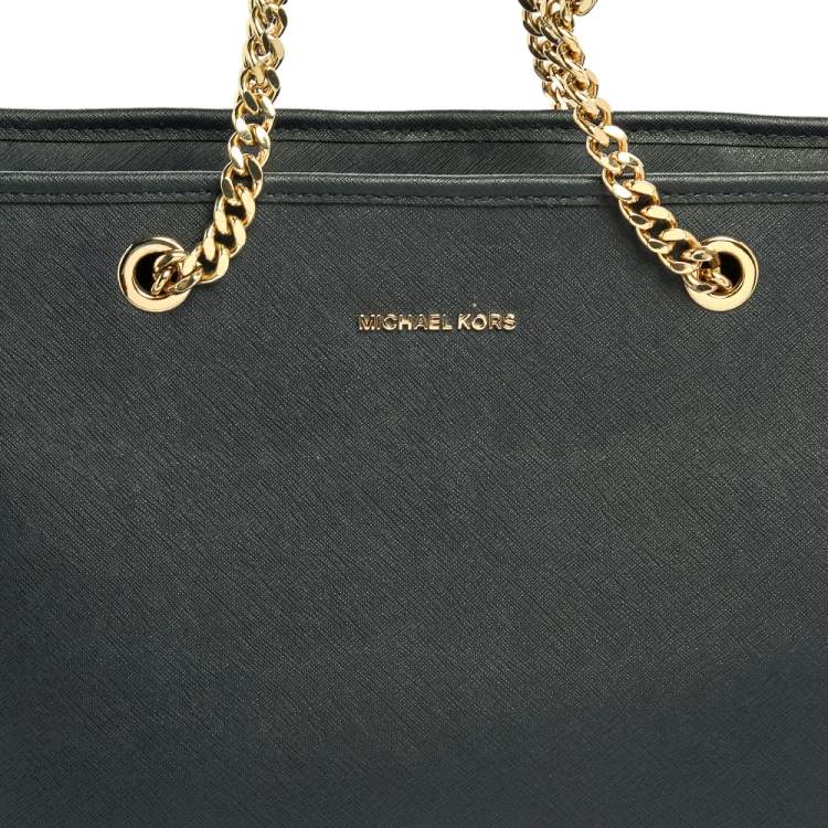 Pre Owned Michael Michael Kors Navy Blue Leather Jet Set Travel Tote