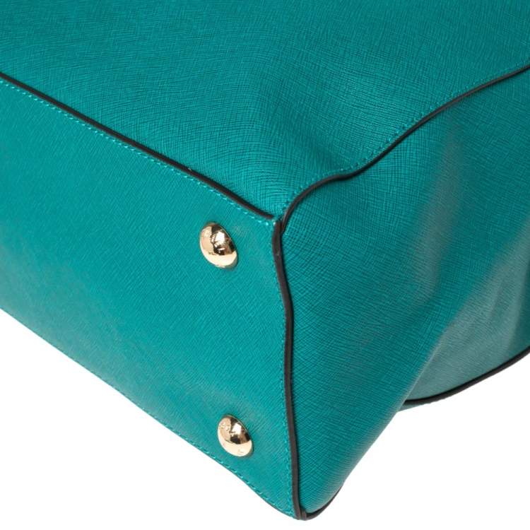 Pre Owned MICHAEL Michael Kors Green Leather Large Cynthia Tote