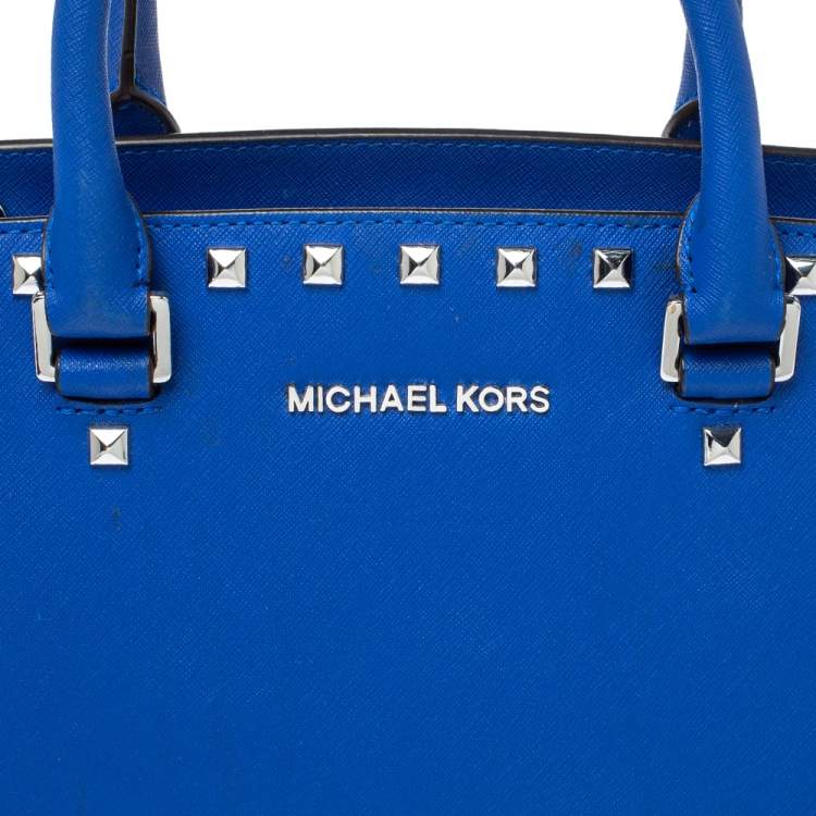 مملوكة مسبقًا MICHAEL Michael Kors Blue Leather Selma Studded Tote