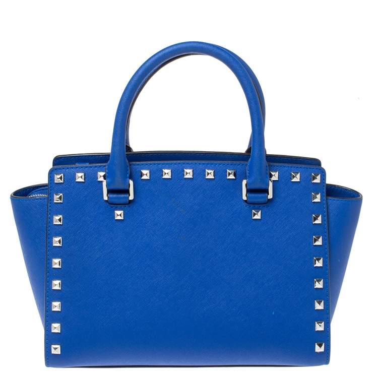مملوكة مسبقًا MICHAEL Michael Kors Blue Leather Selma Studded Tote