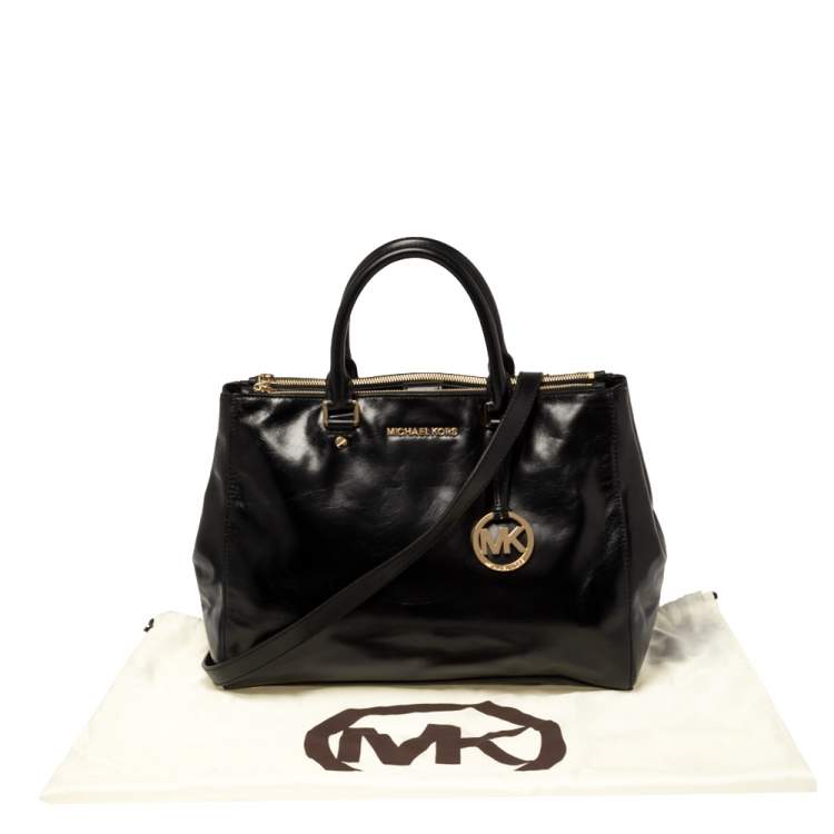 Pre Owned MICHAEL Michael Kors Black Leather Large Sutton Tote
