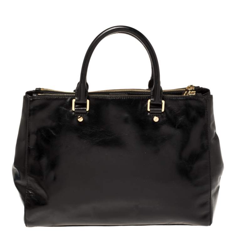 Pre Owned MICHAEL Michael Kors Black Leather Large Sutton Tote