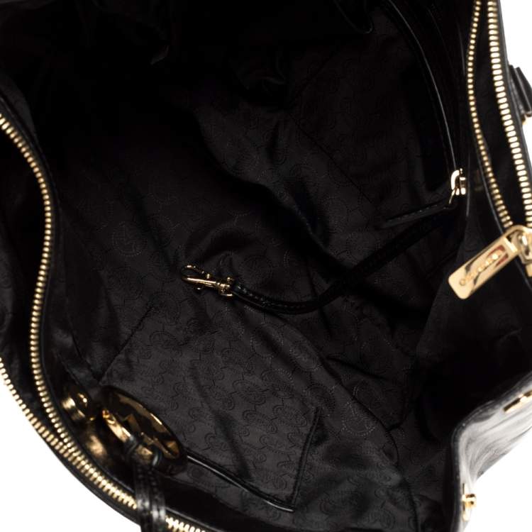 Pre Owned MICHAEL Michael Kors Black Leather Large Sutton Tote