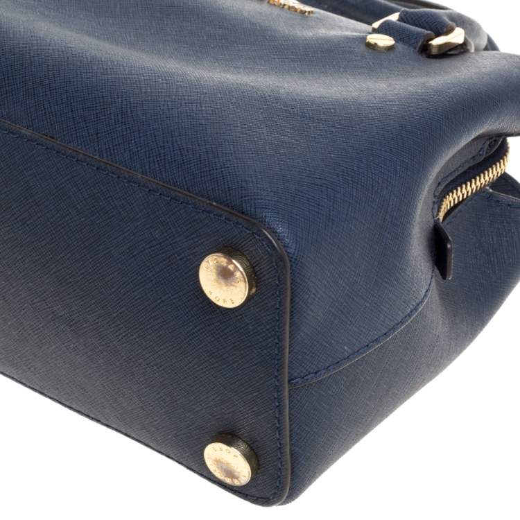 Pre Owned Michael Kors Navy Blue Saffiano Leather Small Savannah Satchel