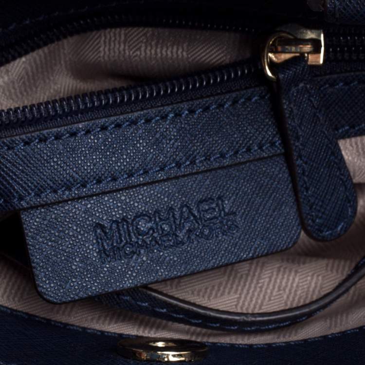 Pre Owned Michael Kors Navy Blue Saffiano Leather Small Savannah Satchel