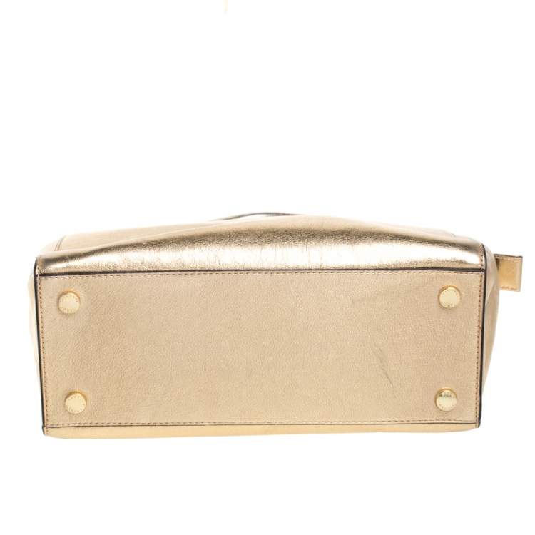 Pre Owned MICHAEL Michael Kors Metallic Gold Leather Selma Tote