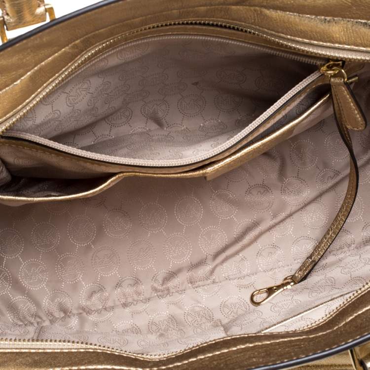 Pre Owned MICHAEL Michael Kors Metallic Gold Leather Selma Tote