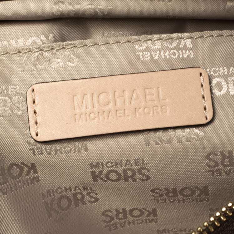 مملوكة مسبقًا MICHAEL Michael Kors Brown/Beige Signature Coated Canvas and Leather Grayson Boston Bag