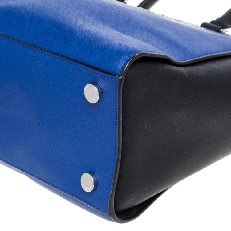 Pre Owned MICHAEL Michael Kors Black/ Blue Leather Large Selma Tote