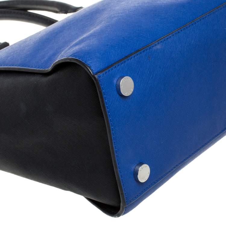 Pre Owned MICHAEL Michael Kors Black/ Blue Leather Large Selma Tote