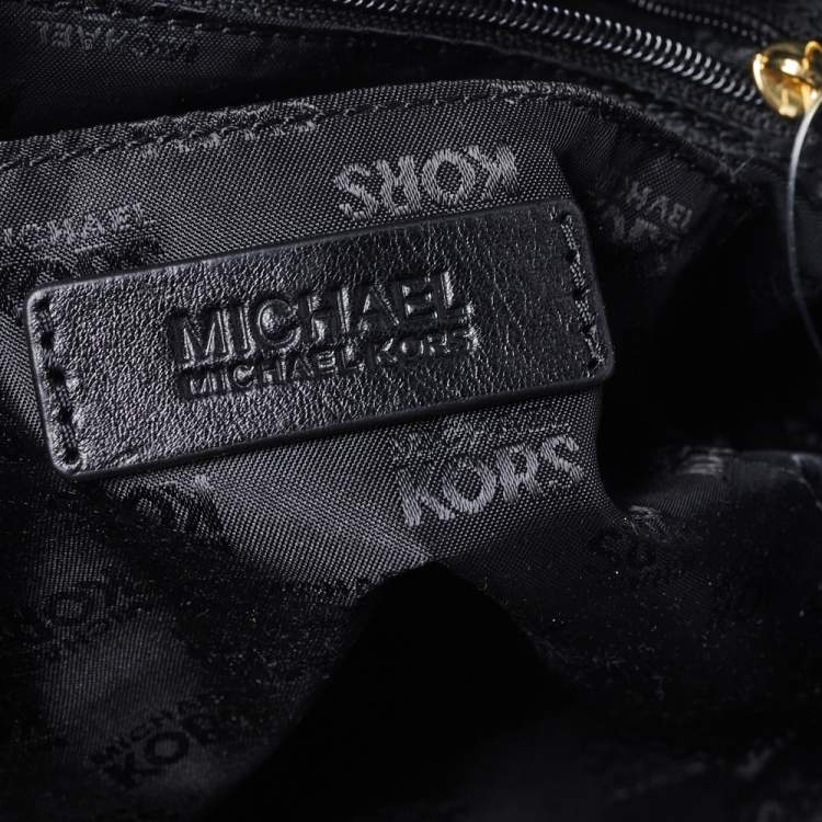 Pre Owned MICHAEL Micheal Kors Black Signature Canvas and Leather Jet Set Tote