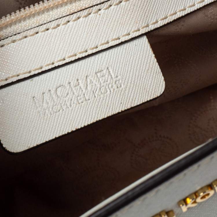 Pre Owned MICHAEL Micheal Kors White Leather Small Selma Crossbody Bag