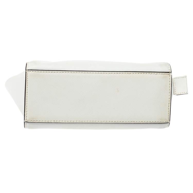 Pre Owned MICHAEL Micheal Kors White Leather Small Selma Crossbody Bag