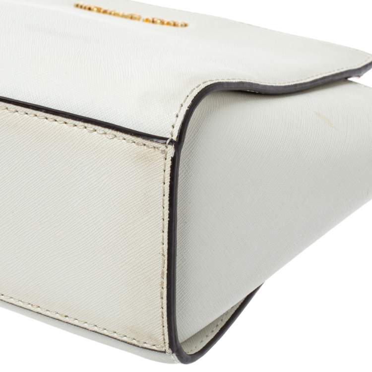 Pre Owned MICHAEL Micheal Kors White Leather Small Selma Crossbody Bag