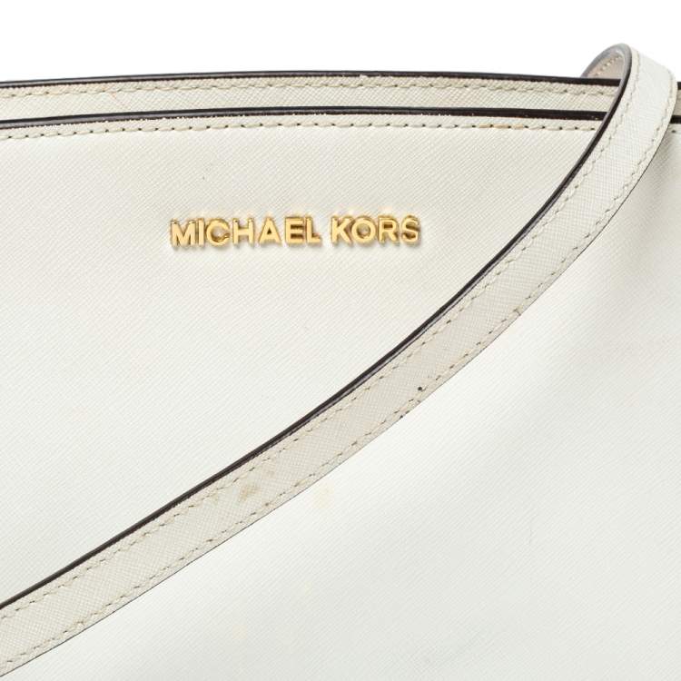 Pre Owned MICHAEL Micheal Kors White Leather Small Selma Crossbody Bag