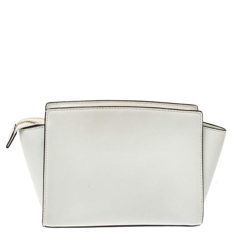 Pre Owned MICHAEL Micheal Kors White Leather Small Selma Crossbody Bag