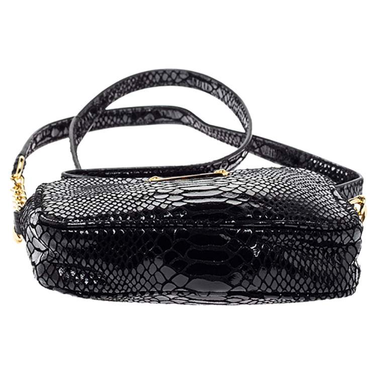 Pre Owned MICHAEL Michael Kors Black Snakeskin Effect Leather Crossbody Bag