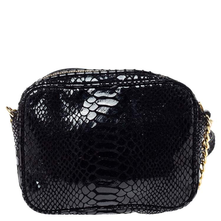 Pre Owned MICHAEL Michael Kors Black Snakeskin Effect Leather Crossbody Bag