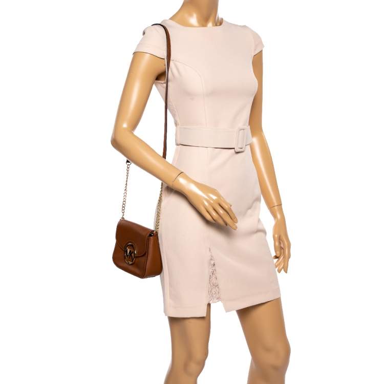 Pre Owned MICHAEL Michael Kors Brown Leather Fulton Crossbody Bag