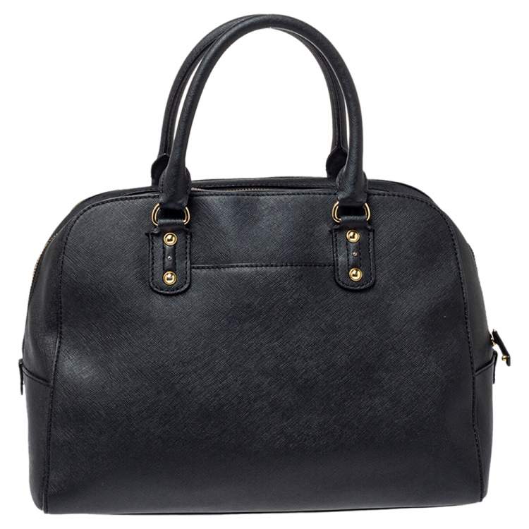 Pre Owned MICHAEL Michael Kors Black Leather Zip Satchel 