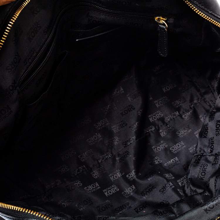 Pre Owned MICHAEL Michael Kors Black Leather Zip Satchel 