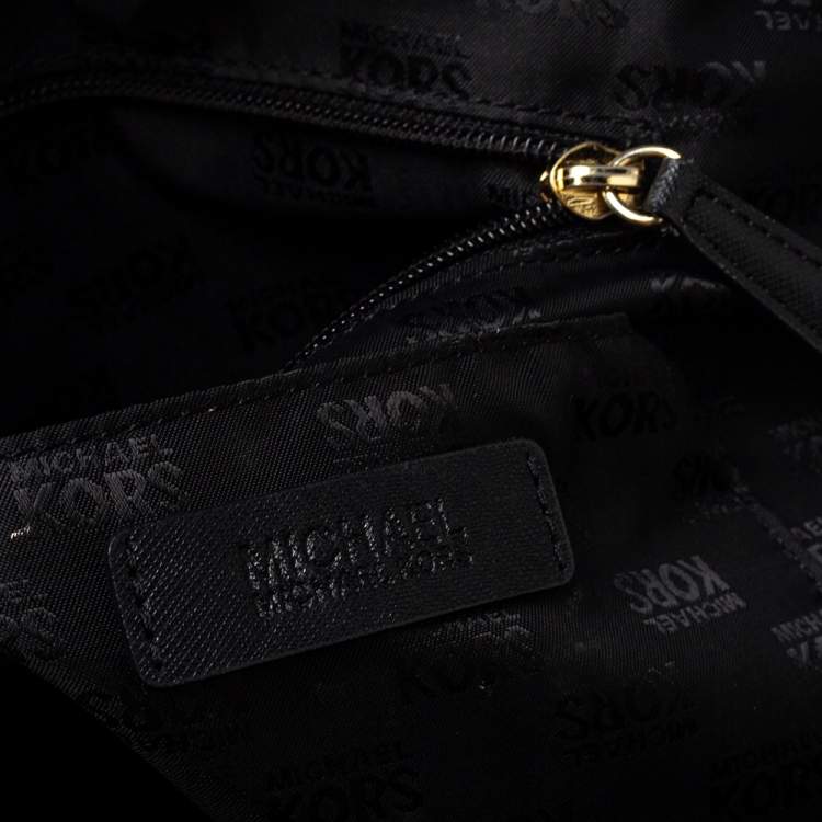 Pre Owned MICHAEL Michael Kors Black Leather Zip Satchel 